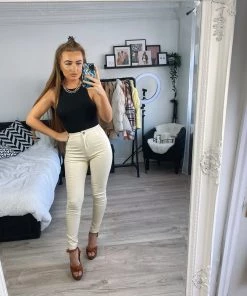 Sorelleuk Lennie Faux Leather Trousers - Cream New Arrivals