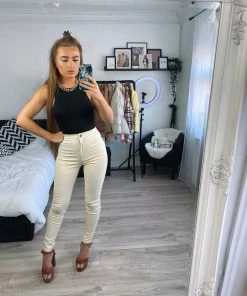 Sorelleuk Lennie Faux Leather Trousers - Cream New Arrivals