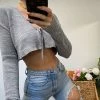 Sorelleuk New Arrivals Jessie Tie Crop Top - Grey (SALE)