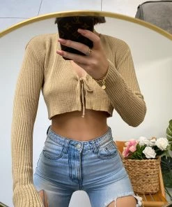 Sorelleuk Jessie Tie Crop Top - Nude (SALE)