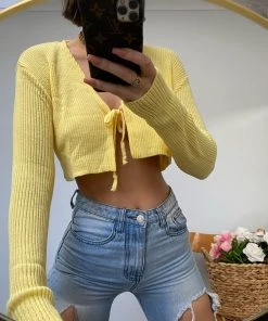 Sorelleuk Jessie Tie Crop Top - Yellow (SALE) New Arrivals