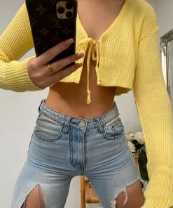 Sorelleuk Jessie Tie Crop Top - Yellow (SALE) New Arrivals
