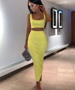 Sorelle Kimberley Ribbed Two Piece - Yellow