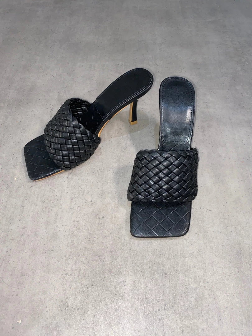 Sorelle UK Lara Woven Heel Mules - Black New Arrivals 2 Sorelle UK Lara Woven Heel Mules - Black New Arrivals