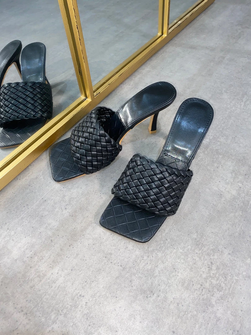 Sorelle UK Lara Woven Heel Mules - Black New Arrivals 1 Sorelle UK Lara Woven Heel Mules - Black New Arrivals