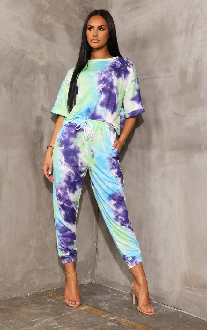 Sorelleuk Hollie Tie Dye Loungewear - Green (SALE) New Arrivals 1 Sorelleuk Hollie Tie Dye Loungewear - Green (SALE) New Arrivals